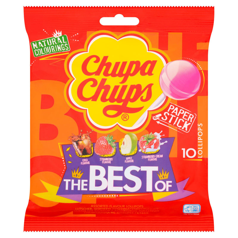 Chupa Chups the Best assorted flavour lollipops x10 120g - British product