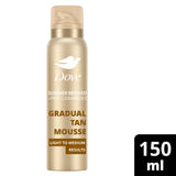 Dove gradual tanning mousse light medium 150ml, imported from the UK