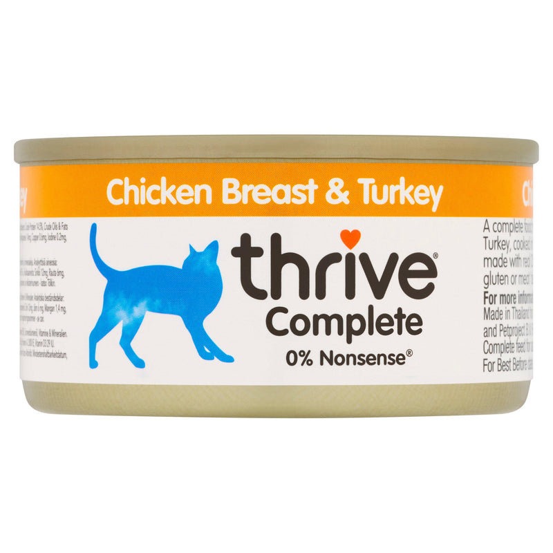 Thrive Chicken Breast & Turkey Wet Cat Food 75g (British brand)