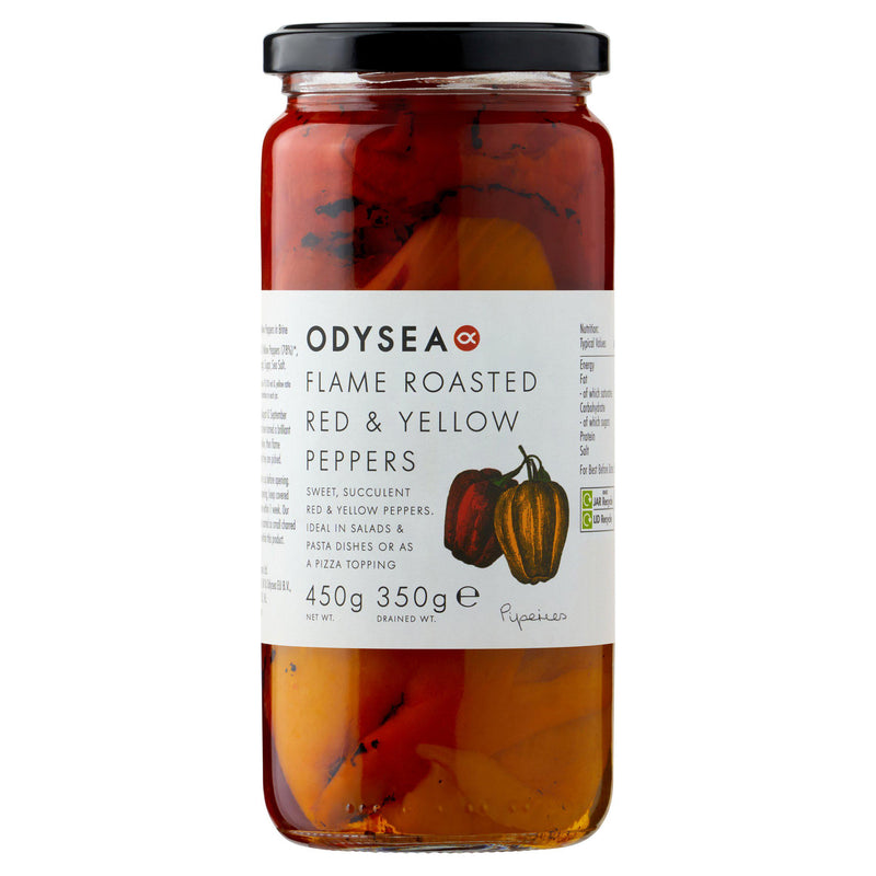 Odysea roasted red and yellow peppers 450g (British brand)