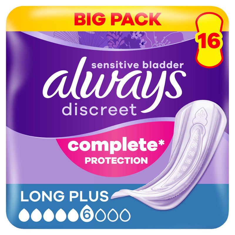 Always Discreet incontinence pads extra secure long plus x16 (British brand)