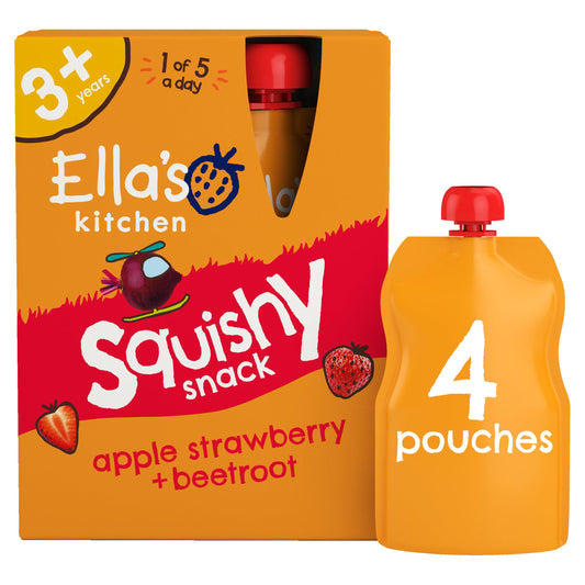 Ella's Kitchen Organic Strawberry & Beetroot Kids Snack Multipack Pouch 3+ Years 4x100g