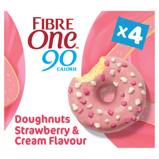 Fibre One 90 Calorie Strawberry & Cream Flavour Doughnuts 4x23g GOODS Sainsburys   