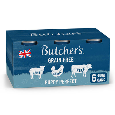 Sainsburys Butcher's Puppy Perfect Tinned Dog Food 6x400g- Buy online at McGrocer