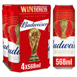 Budweiser lager beer cans 4x568ml, UK version