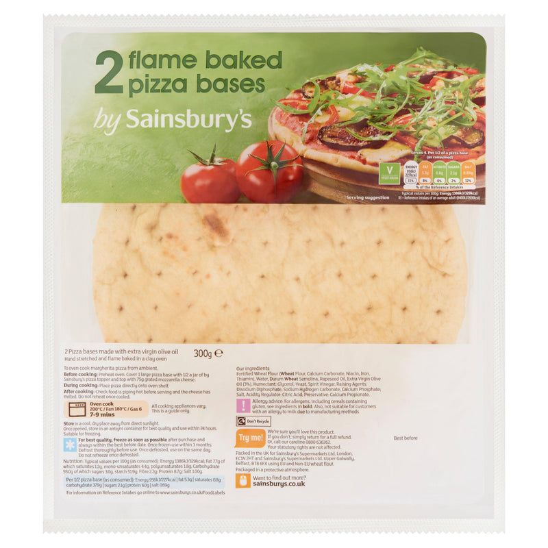 Sainsbury's Pizza Bases x2 300g with olive oil (British brand)