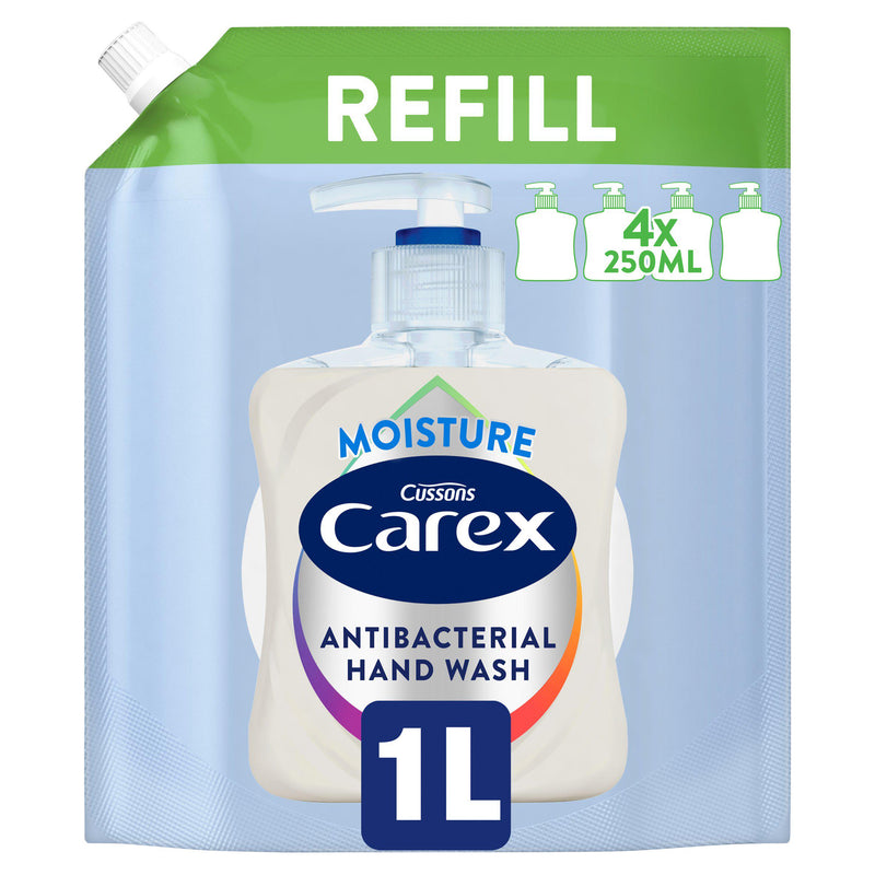 Carex antibacterial hand wash refill 1L pouch (British brand)
