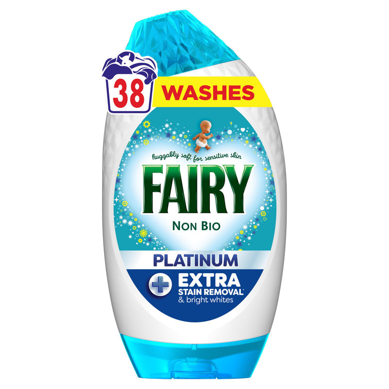 Fairy Non Bio Platinum laundry detergent gel 38 washes, UK version