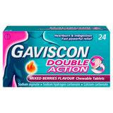 Sainsburys Gaviscon Double Action Heartburn & Indigestion Mixed Berries Chewable Tablets 24 Tablets- Buy online at McGrocer