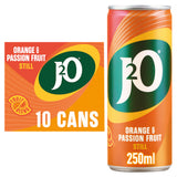 J2O Orange & Passion Fruit soft drink 10 x 250ml cans (British brand)