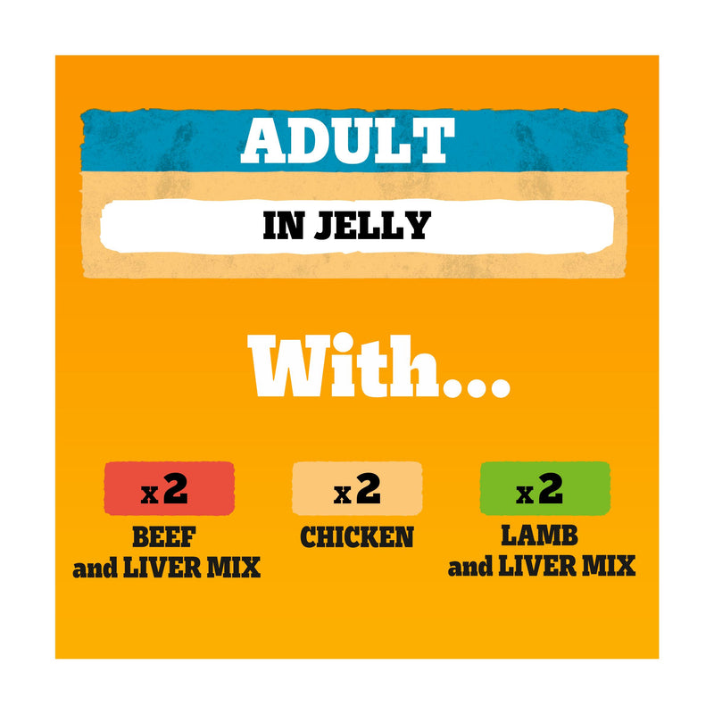 Pedigree Wet Dog Food Mixed Jelly 6x400g, imported from the UK
