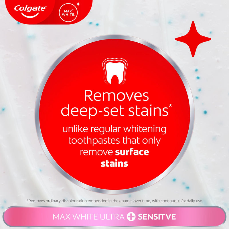 Colgate toothpaste Max White Ultra Plus Sensitive 75ml, imported from the UK