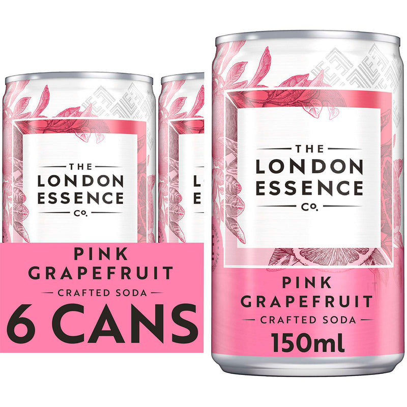The London Essence Co. pink grapefruit soda 6x150ml, UK version