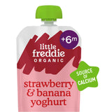 Sainsburys Little Freddie Organic Strawberry & Banana Yoghurt Smooth Baby Food 6+ Months 100g- Buy online at McGrocer