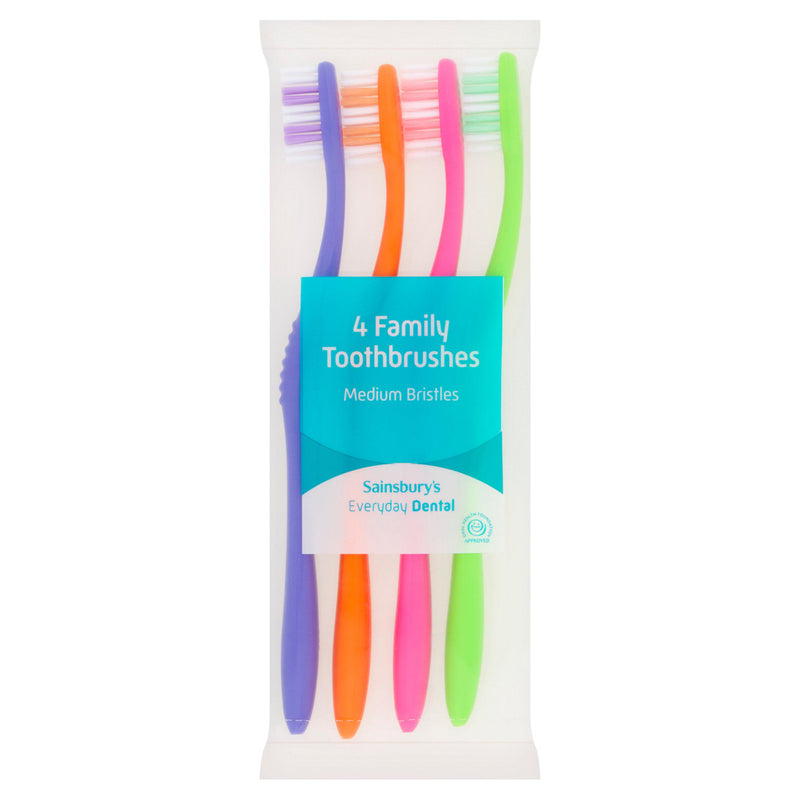 Sainsbury's medium toothbrush pack of 4 (British brand)