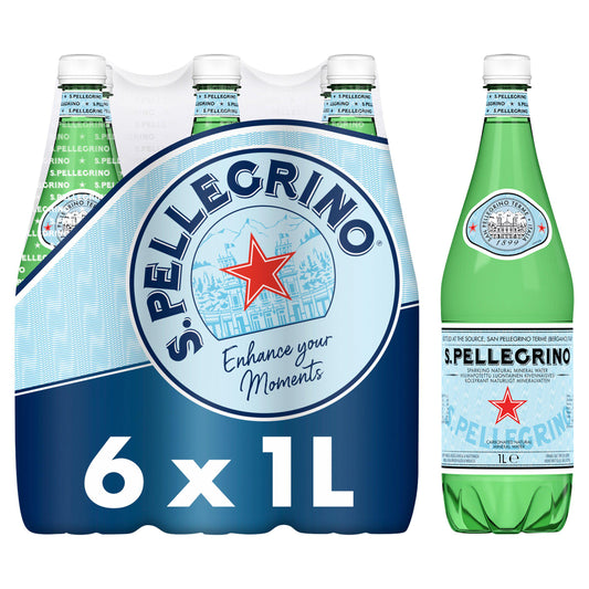 San Pellegrino Sparkling Natural Mineral Water 6x1L GOODS Sainsburys   