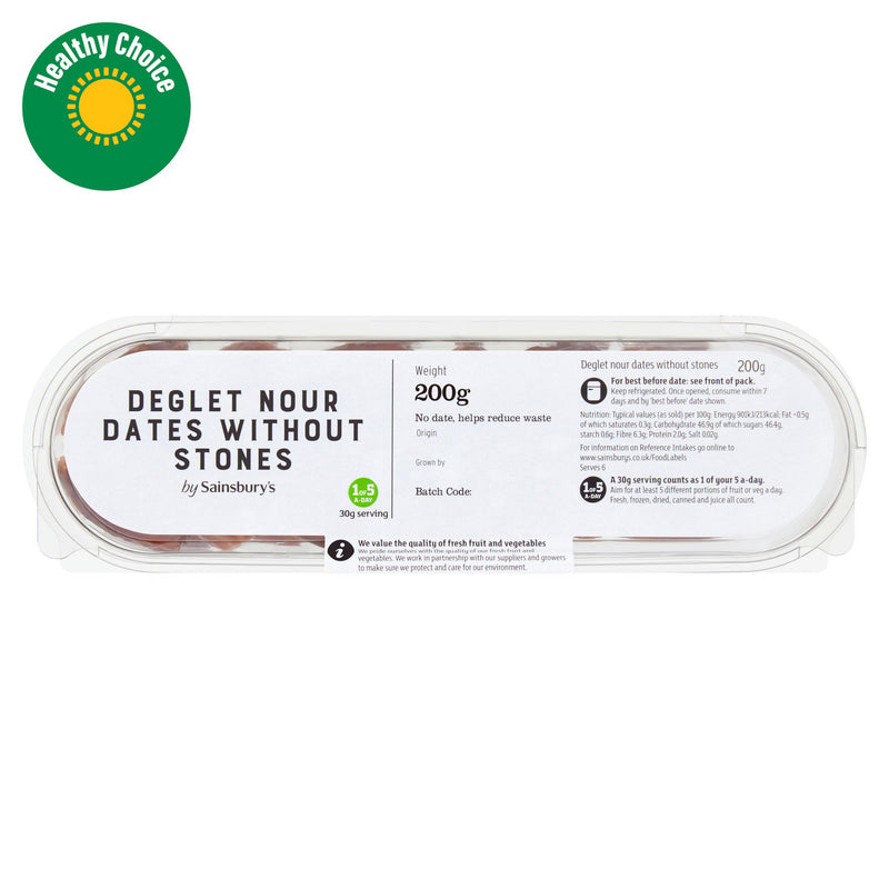 Sainsbury's Deglet Nour dates 200g pitted dried fruit (British brand)