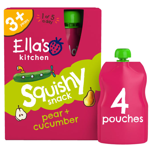 Ella's Kitchen Organic Pear & Cucumber Kids Snack Multipack Pouch 3+ Years 4x100g GOODS Sainsburys   