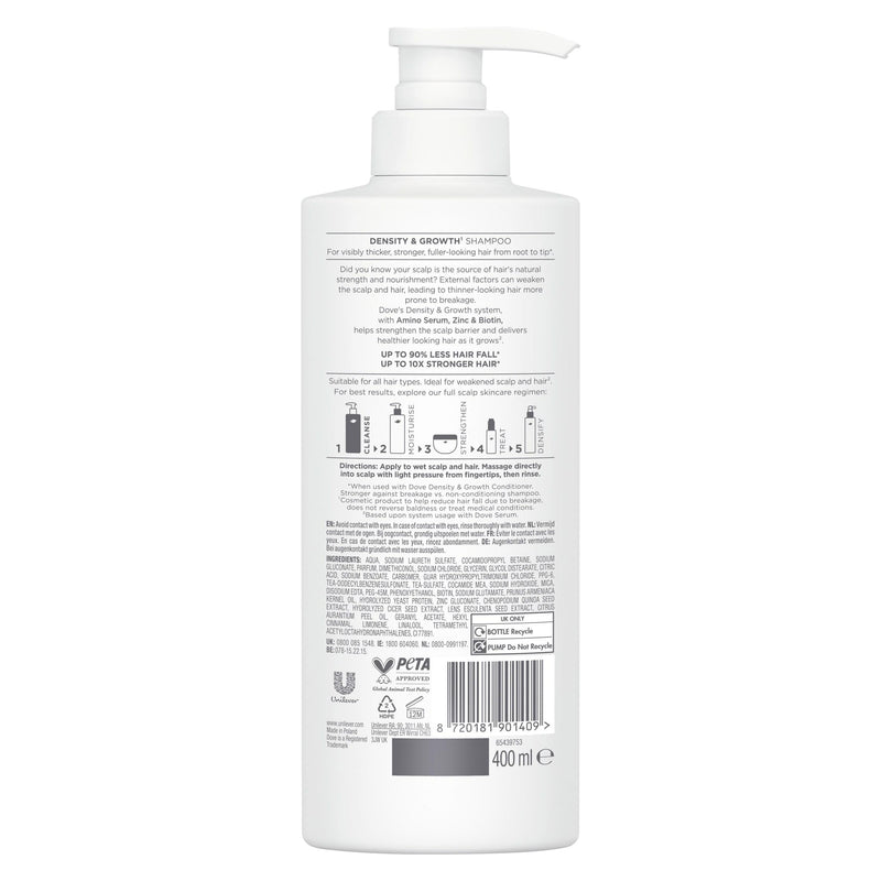 Dove Density & Growth Shampoo 400ml, imported from the UK