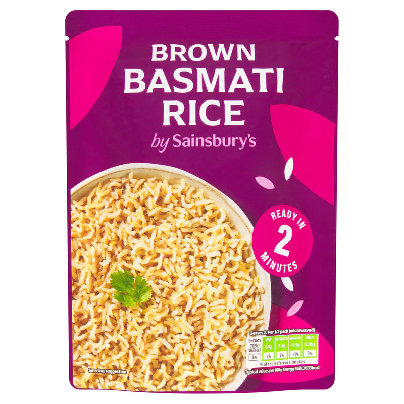 Sainsbury's microwave brown basmati rice 250g, imported from the UK