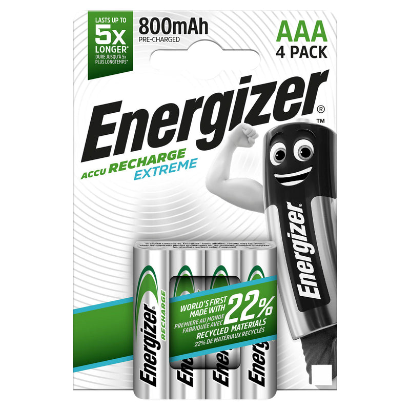 Energizer Extreme AAA rechargeable batteries 800mAh x4, UK version