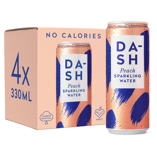 Dash Water Peach Infused Sparkling Water 4x330ml GOODS Sainsburys   