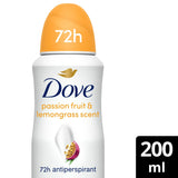 Sainsburys Dove Women Advanced Care Go Fresh Passion Fruit & Lemongrass 72h Antiperspirant Deodorant 200ml- Buy online at McGrocer