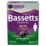Bassetts Men Multivitamin Pastilles Blackcurrant 30 pack, imported from the UK