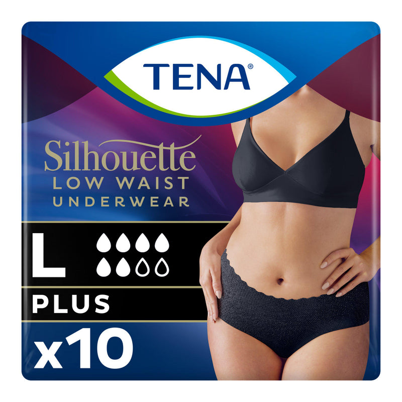 TENA Silhouette black incontinence pants size L pack of 10, imported from the UK