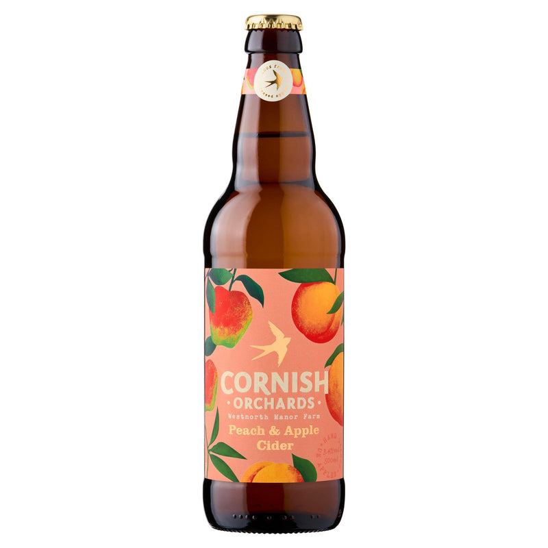Cornish Orchards peach and apple cider 500ml, imported from the UK