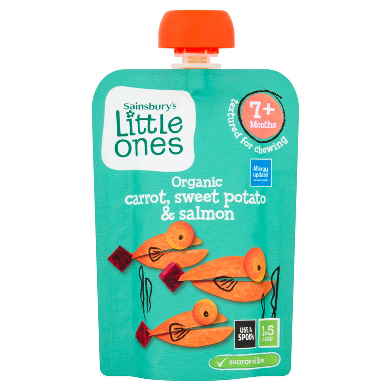 Sainsbury's organic sweet potato salmon purée 130g (British brand)