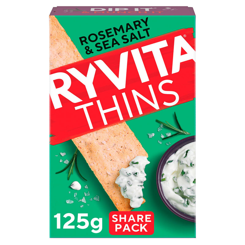 Ryvita flatbread crackers rosemary & sea salt 125g, UK version