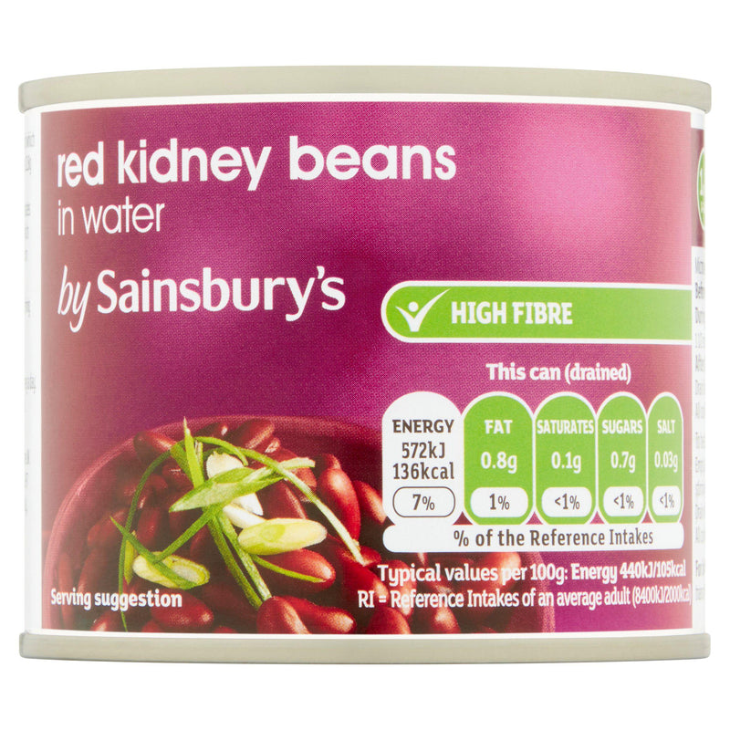 Sainsbury's red kidney beans 215g can, UK version