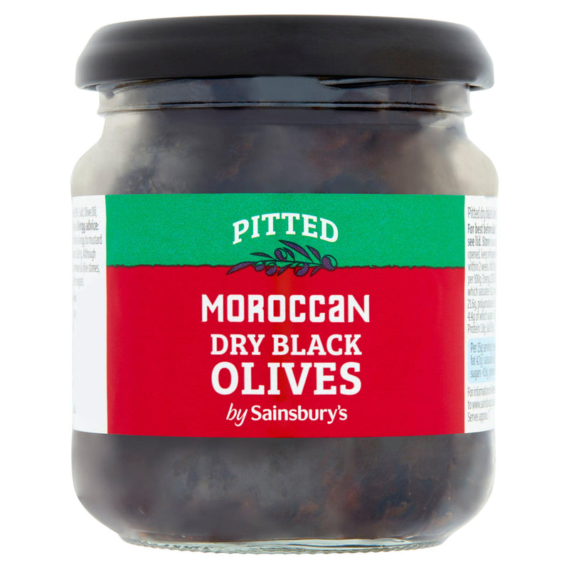 Sainsbury's Pitted Moroccan Dry Black Olives 110g (British brand)
