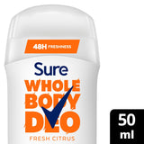 Sainsburys Sure Women Fresh Citrus Whole Body Deodorant Stick 48h Odour Control 50ml- Buy online at McGrocer