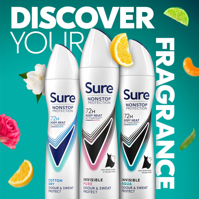 Sure Invisible Pure antiperspirant deodorant spray 250ml - British product
