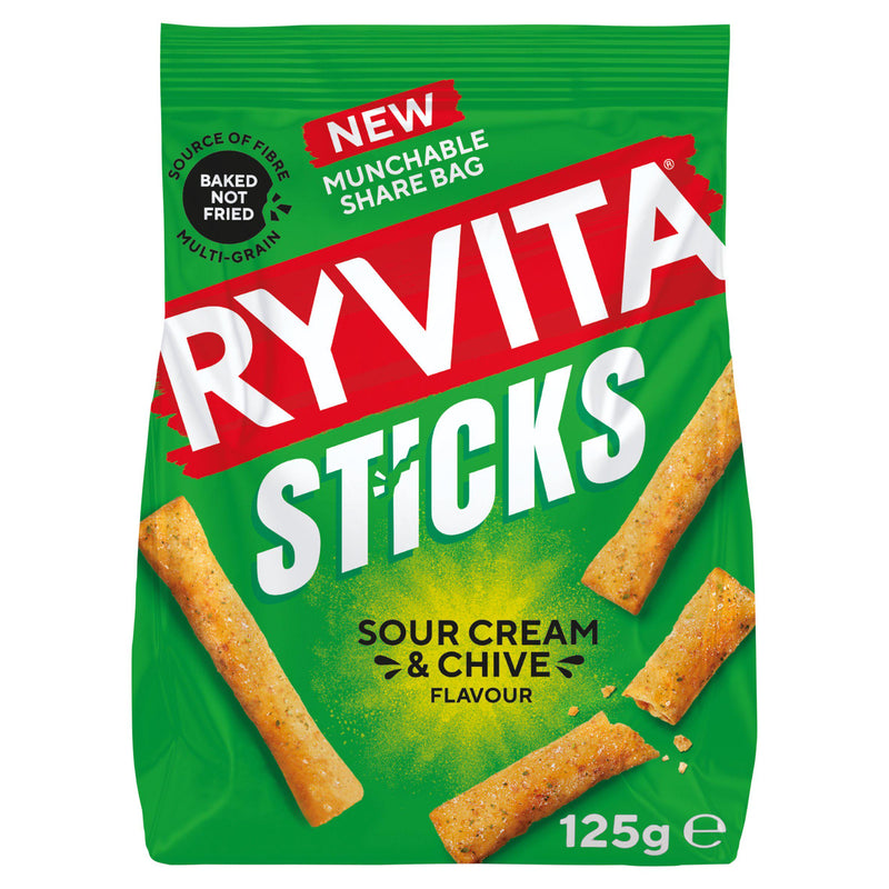 Ryvita sour cream and chive sticks 125g, UK version