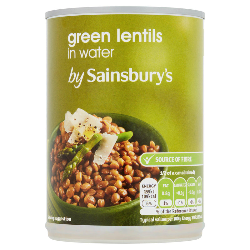 Sainsbury's green lentils in water 400g - British product