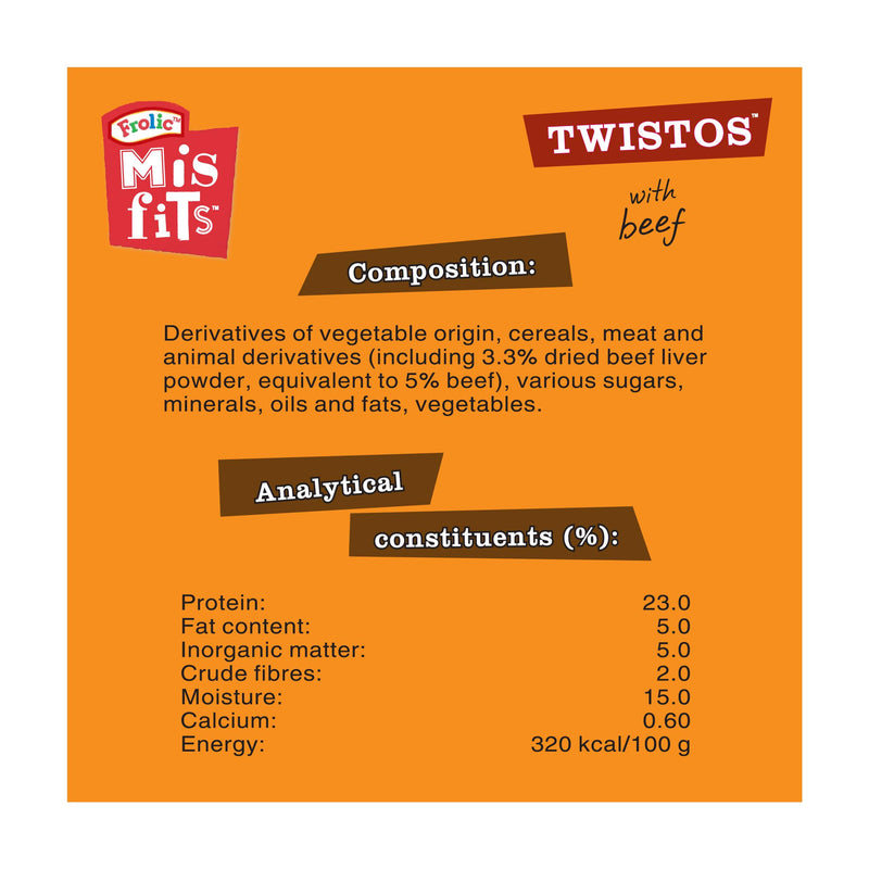Misfits dog treats beef chews 105g - British product