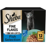 Sainsburys Sheba Fine Flakes Fish in Jelly Wet Cat Food Pouches 12 x 85g- Buy online at McGrocer