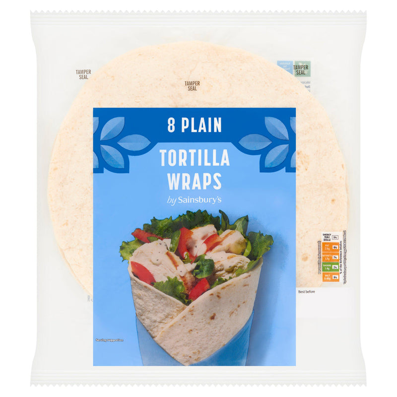 Sainsbury's plain tortilla wraps 496g (British brand)