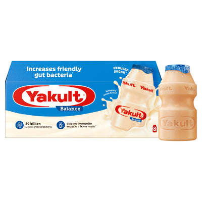 Sainsburys Yakult Balance Lemon Flavoured Probiotic Fermented Milk Drink 8x65ml- Buy online at McGrocer