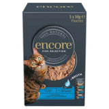 Encore cat food pouches fish selection in broth 5x50g, imported from the UK