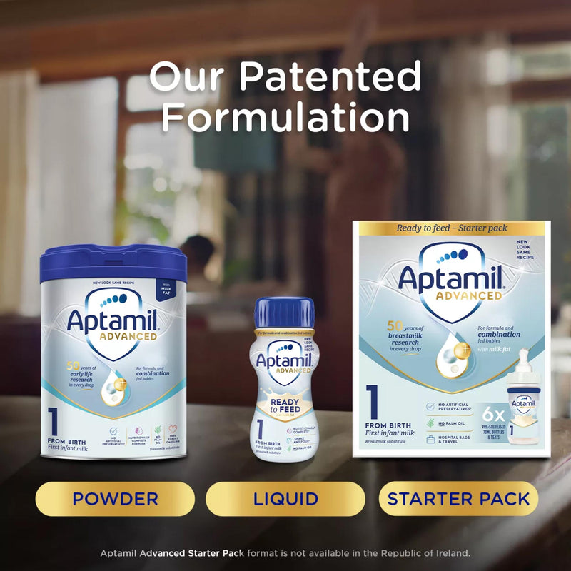 Aptamil Advanced 1 first infant milk starter pack 6x70ml, UK version