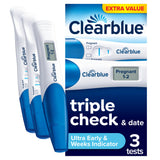 Clearblue pregnancy test Triple Check & Date 3 pack, imported from the UK