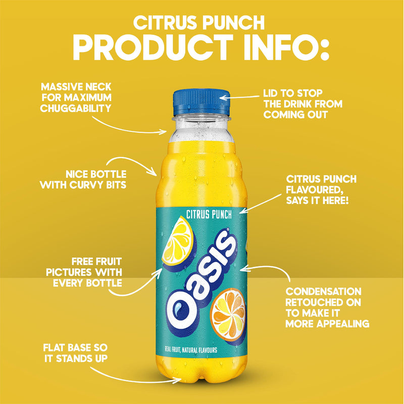 Oasis Citrus Punch mixed citrus fruit juice 500ml, imported from the UK