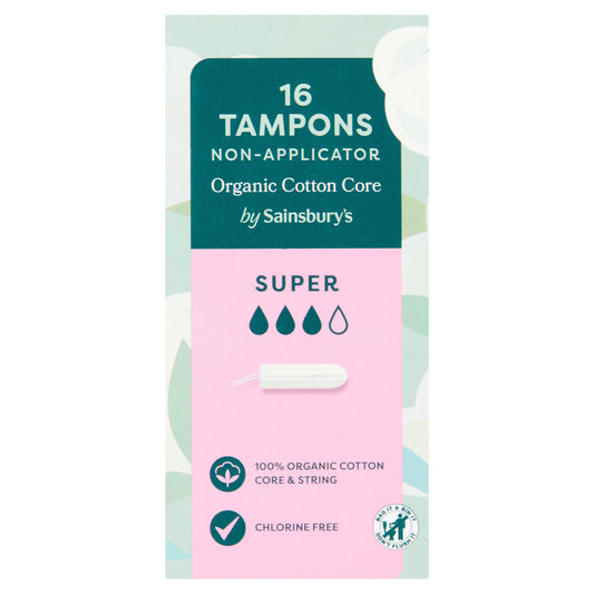 Sainsbury’s Organic Cotton Non Applicator Tampons Super x16 GOODS Sainsburys   
