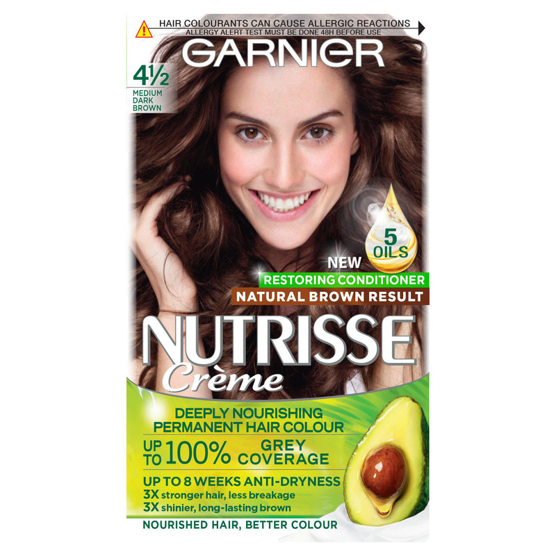 Garnier Nutrisse 4.5 Medium Dark Brown permanent hair dye (British brand)