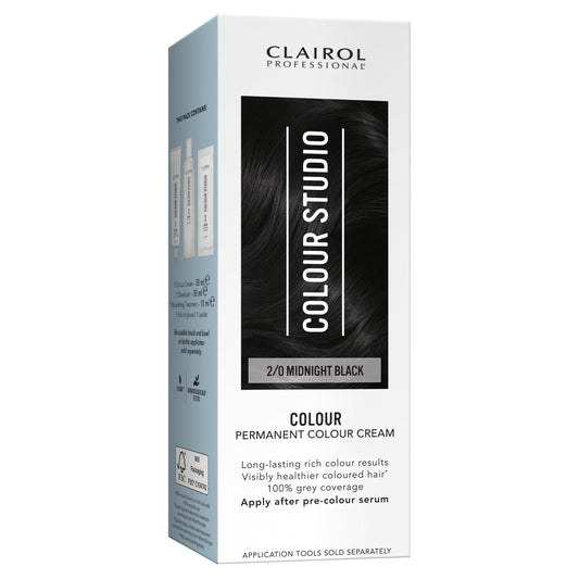 Clairol Professional Colour Studio 2/0 Midnight Black Permanent Colour Cream GOODS Sainsburys   