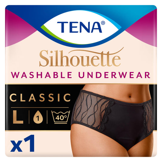 Tena Silhouette Washable Absorbent Underwear Classic Black L GOODS Sainsburys   